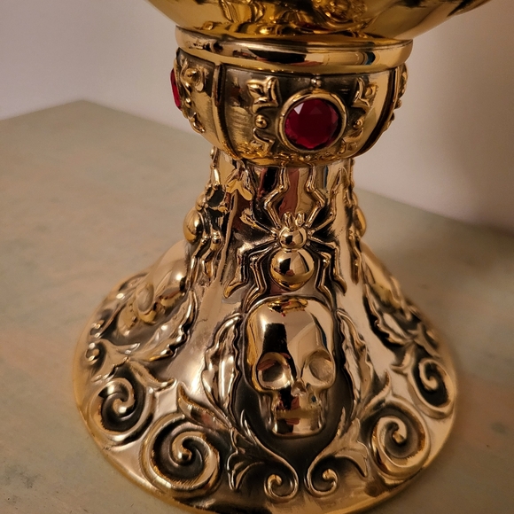 Bath & Body Works "Blood Dripping" Golden Skull Goblet Candle Holder - Picture 5 of 5
